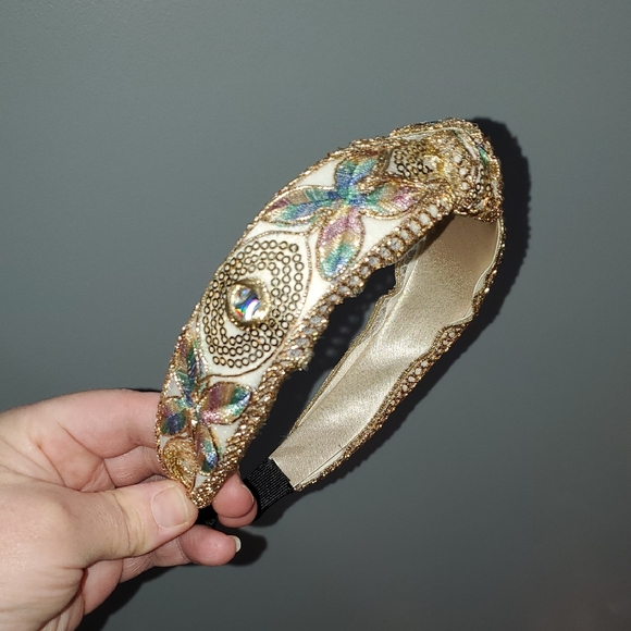 Accessories - New handmade boutique sequins shiny fancy flexible top knot headband gold